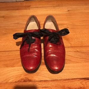 Cole Haan Red Oxfords with Ribbon Laces